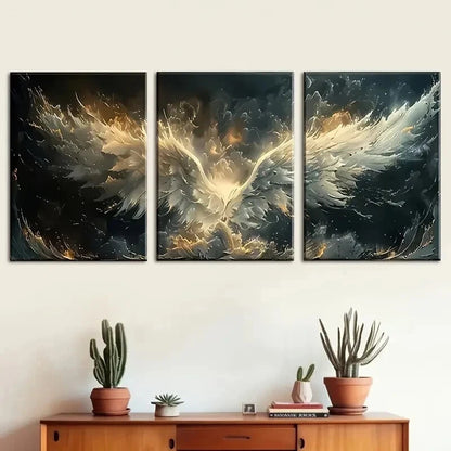3pcs Nordic Wind Angel Wings Triptych Wall Art Set Canvas Framed 40x60cm - High Quality Print 100% Australian Made Wall Canvas Ready to Hang