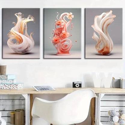 3pcs Modern Stylish Abstract Objects Perfect Wall Art Set Canvas Framed 40x60cm - High Quality Print 100% Australian Made Wall Canvas Ready to Hang