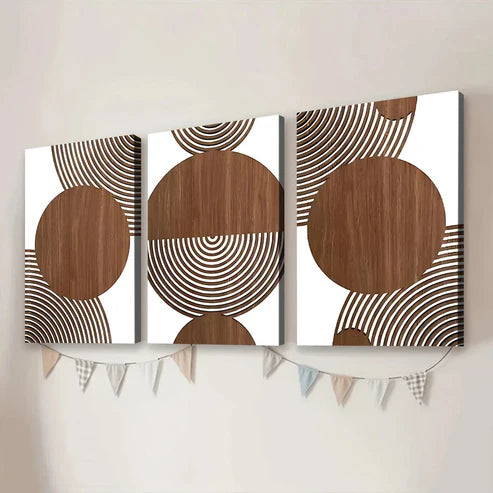3pcs Abstract Geometric Circular Elegant Canvas Unframed - High Quality Print 100% Australian Made Wall Canvas