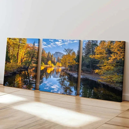3pcs Forest Woods & Lake Modern Wall Art Set Canvas Framed 40x60cm - High Quality Print 100% Australian Made Wall Canvas Ready to Hang