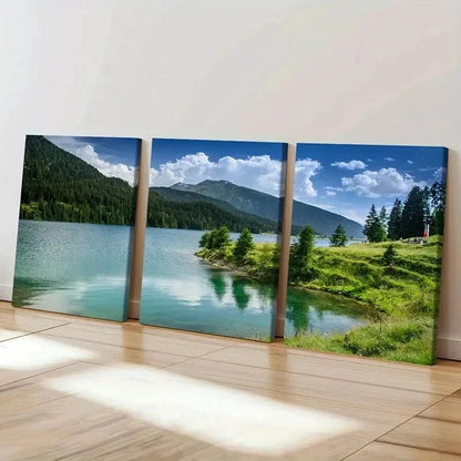 3pcs Mountains Forests Lakes Decoration Wall Art Set Canvas Framed 40x60cm - High Quality Print 100% Australian Made Wall Canvas Ready to Hang