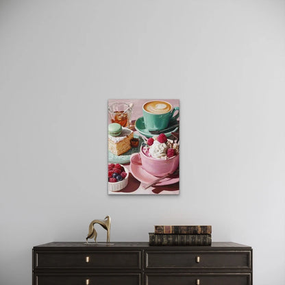 Raspberry Dessert with Coffee & Pastry Metal Print Ready to Hang