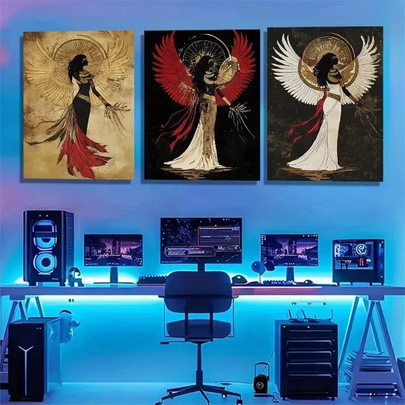 3pcs Goddess Angel Mystical Spiritual Perfect Wall Art Set Canvas Framed 40x60cm - High Quality Print 100% Australian Made Wall Canvas Ready to Hang