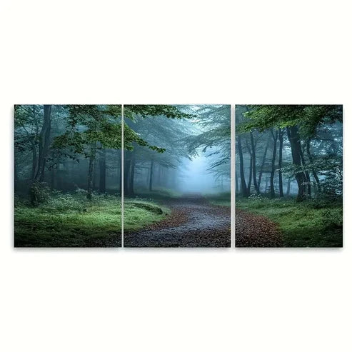 3pcs Enchanting Misty Woodland Canvas Wall Art Set Canvas Unframed - High Quality Print 100% Australian Made Wall Canvas