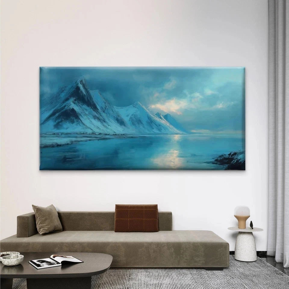 Snow Mountain & Frozen Lake Wall Art Canvas Office Home Room Framed 120x60cm