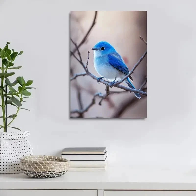 Beautiful Modern Blue Bird Painting  40x60cm Metal Print Ready to Hang