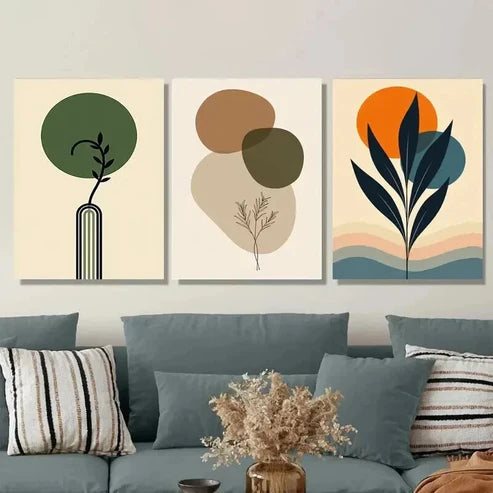 3pcs Botanical Minimalist Style with Neutral Wall Art Canvas Unframed - High Quality Print 100% Australian Made Wall Canvas