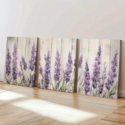 3pcs Purple Blooms Tranquil Lavender Field Wall Art Set Canvas Framed 40x60cm - High Quality Print 100% Australian Made Wall Canvas Ready to Hang