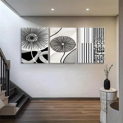 3pcs Geometric and Linear Flower Design Perfect Wall Art Set Canvas Framed 40x60cm - High Quality Print 100% Australian Made Wall Canvas Ready to Hang