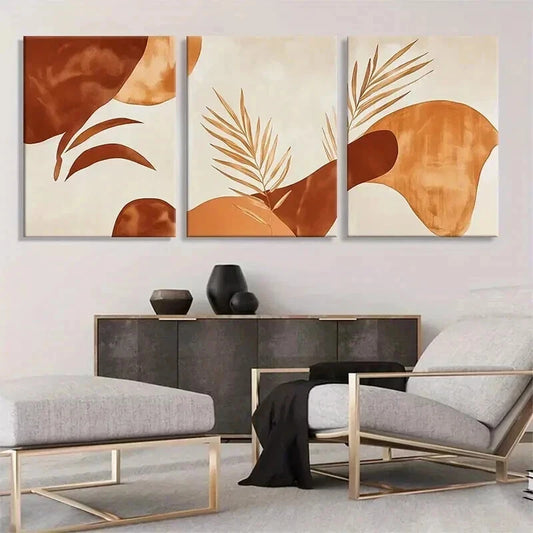 3pcs Modern Abstract Botanical Natural Perfect Wall Art Set Canvas Framed 50x70cm - High Quality Print 100% Australian Made Wall Canvas Ready to Hang