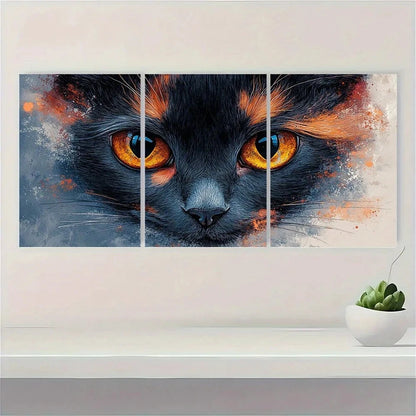 3pcs Kitty Cult Funny Cat Modern Retro Style Metal Print Ready to Hang Art