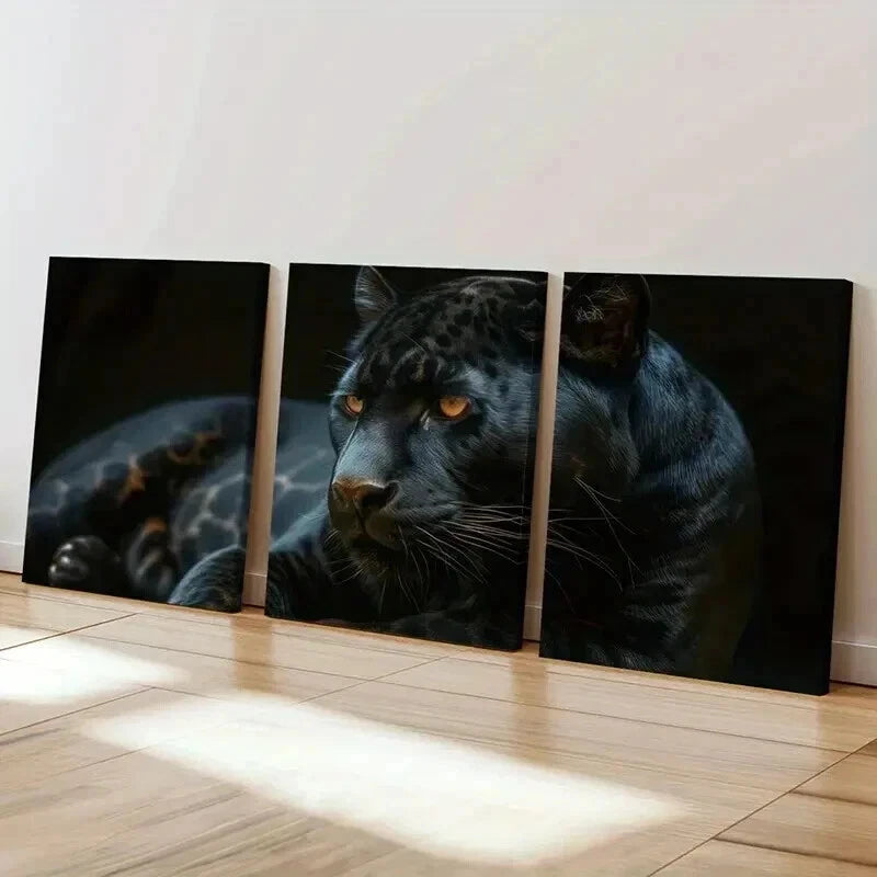 3pcs Golden Eye Dark Background Wildlife Wall Art Set Canvas Framed 40x60cm - High Quality Print 100% Australian Made Wall Canvas Ready to Hang