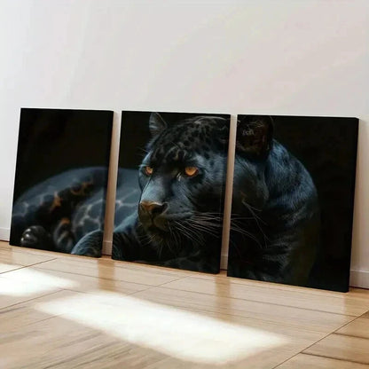 3pcs Golden Eye Dark Background Wildlife Wall Art Set Canvas Framed 40x60cm - High Quality Print 100% Australian Made Wall Canvas Ready to Hang