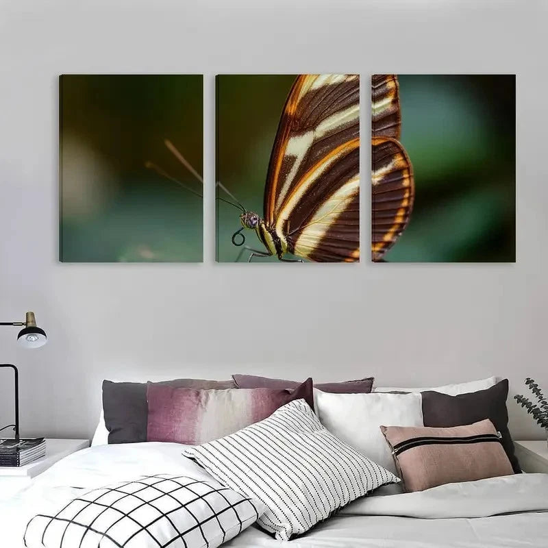 3pcs Elegant Butterfly Vibrant Colors    Wall Art Set Canvas Framed 60x90cm - High Quality Print 100% Australian Made Wall Canvas Ready to Hang