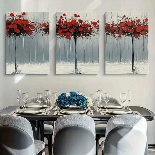 3pcs Classic Snow-Covered Flowers Art Print Metal Print Ready to Hang Art