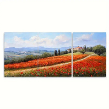 3pcs Tuscany Painting Italy Countryside FJ  Wall Art Set Canvas Framed 50x70cm - High Quality Print 100% Australian Made Wall Canvas Ready to Hang