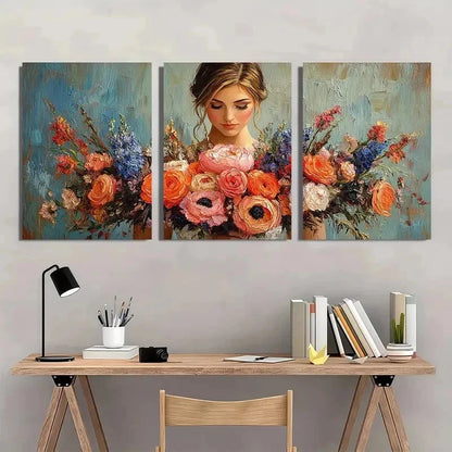 3pcs Bridal Bouquet Elegant Bridal Perfect Wall Art Set Canvas Framed 40x60cm - High Quality Print 100% Australian Made Wall Canvas Ready to Hang