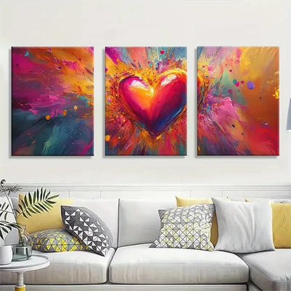 3pcs Colorful Splatter Paint Design Metal Print Ready to Hang Art