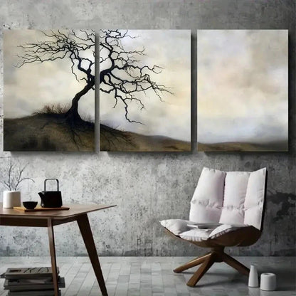 3pcs Black Abstract Misty Tree Wall Art Set Canvas Framed 40x60cm - High Quality Print 100% Australian Made Wall Canvas Ready to Hang