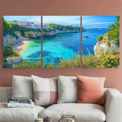 3pcs Balearic Islands Décor Menorca Perfect  Wall Art Set Canvas Framed 60x90cm - High Quality Print 100% Australian Made Wall Canvas Ready to Hang