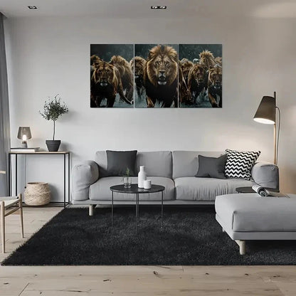 3pcs Lion Vibrant Colors Wildlife Metal Print Ready to Hang Art