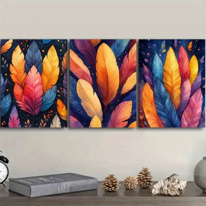 3pcs Vibrant Abstract Swirling Colors Metal Print Ready to Hang Art