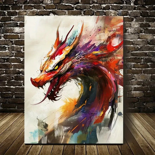 Beautiful Abstract Dragon Contemporary Painting 40x60cm Metal Print Ready to Hang