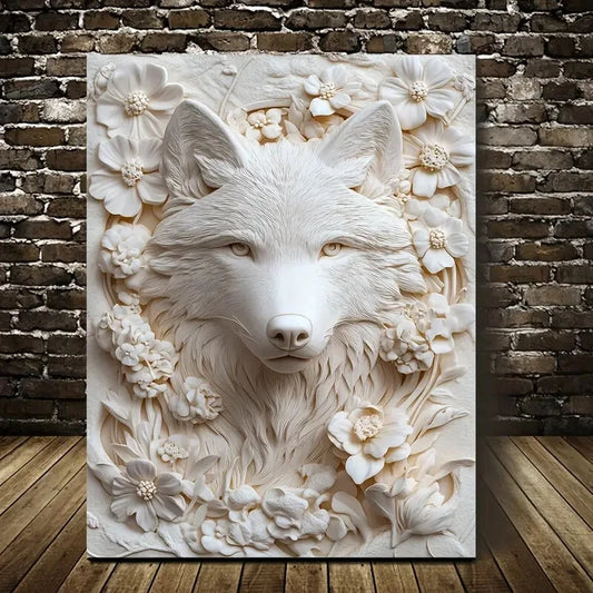 Beautiful Featuring a Wolf Painting 40x60cm Metal Print Ready to Hang