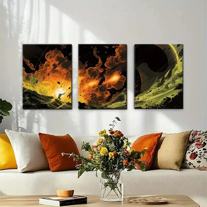 3pcs Apocalyptic Space Battle Sci-Fi Perfect Wall Art Set Canvas Framed 40x60cm - High Quality Print 100% Australian Made Wall Canvas Ready to Hang