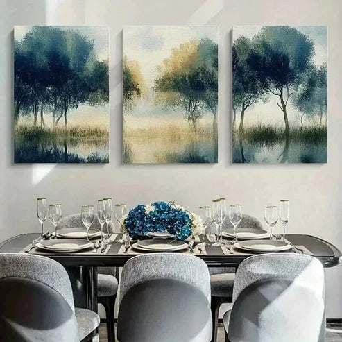3pcs Sky Series Trees Reflection on Water Wall Art Canvas Unframed - High Quality Print 100% Australian Made Wall Canvas