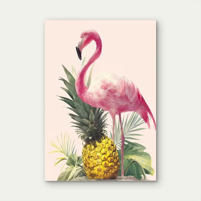 Tropical Pink Flamingo & Pineapple 60x90cm Metal Print Ready to Hang