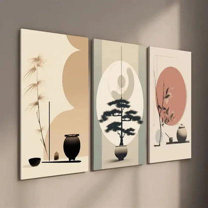 3pcs Vintage Potted Plants and Trees Wall Art Set Canvas Unframed - High Quality Print 100% Australian Made Wall Canvas
