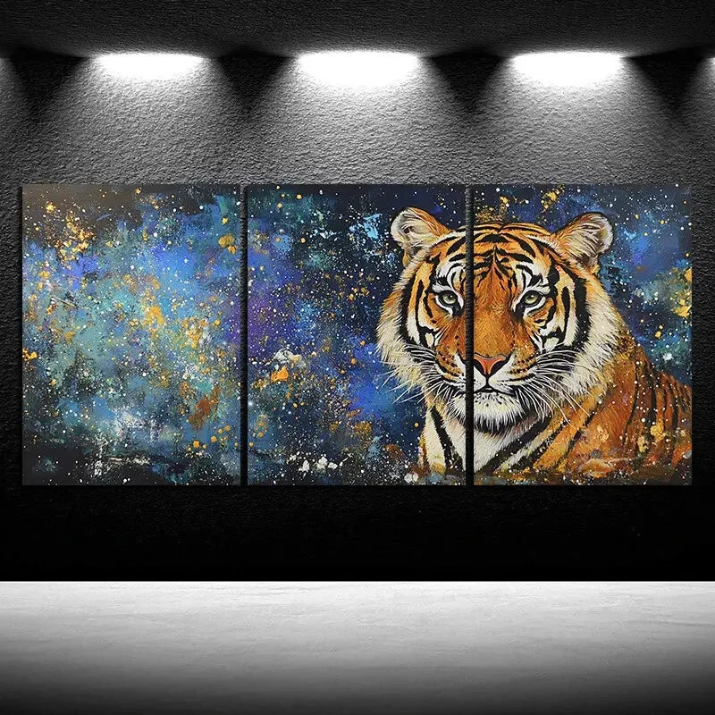 3pcs The Mighty Tiger Animal Themed Metal Print Ready to Hang Art