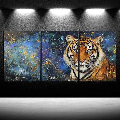 3pcs The Mighty Tiger Animal Themed Metal Print Ready to Hang Art