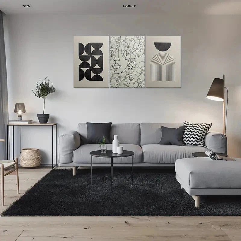 3pcs Abstract Geometric Floral Metal Print Ready to Hang Art