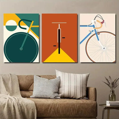 3pcs Vibrant Abstract Cycling Décor Perfect Wall Art Set Canvas Framed 40x60cm - High Quality Print 100% Australian Made Wall Canvas Ready to Hang