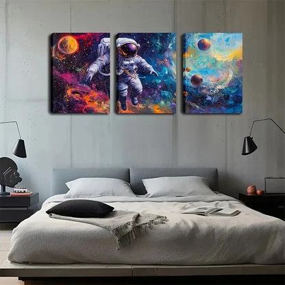 3pcs astronaut and planet minimalist style  Wall Art Set Canvas Framed 50x70cm -  High Quality Print 100% Australian Made Wall Canvas Ready to Hang