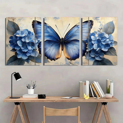 3pcs Coastal Flower & Butterfly Vibrant Wall Art Set Canvas Framed 40x60cm - High Quality Print 100% Australian Made Wall Canvas Ready to Hang