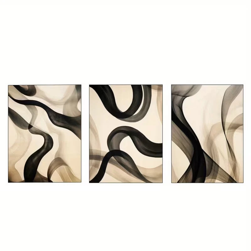 3pcs Black Abstract Ink Brush Art Wall Art Set Canvas Framed 60x90cm - High Quality Print 100% Australian Made Wall Canvas Ready to Hang