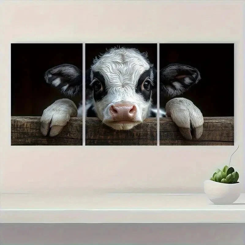 3pcs Charming Black & White Design Metal Print Ready to Hang Art