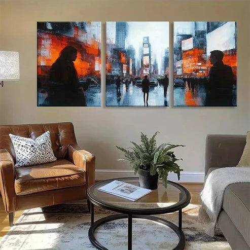 3pcs Vibrant Abstract Urban Street Scene Perfect K Wall Art Canvas Unframed - High Quality Print 100% Australian Made Wall Canvas