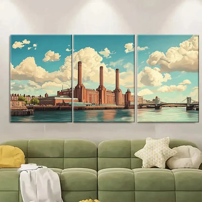3pcs Battersea Power Station Unique Metal Print Ready to Hang Art