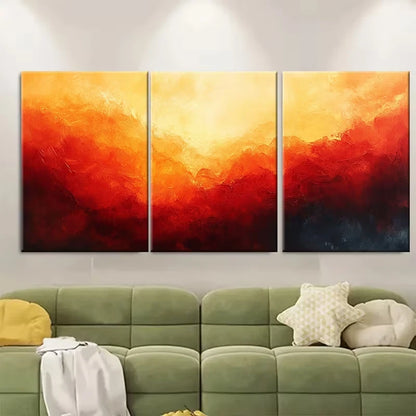 3pcs Warm Abstract Brushstrokes Metal Print Ready to Hang Art