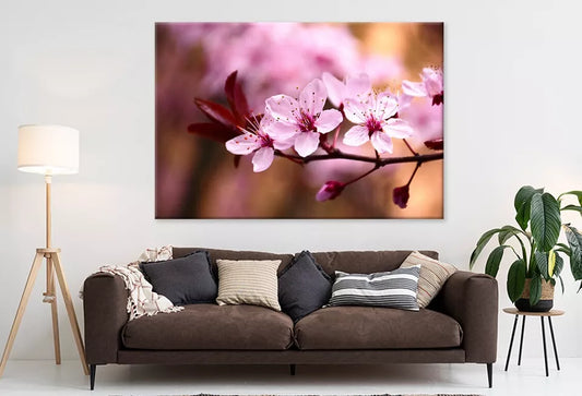 Peach Tree Branch With Blossom Wall Art Decor 100% Australian Made
