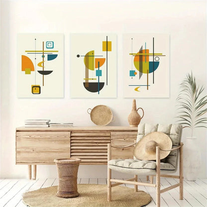 3pcs Mid Century Modern Creative Metal Print Ready to Hang Art