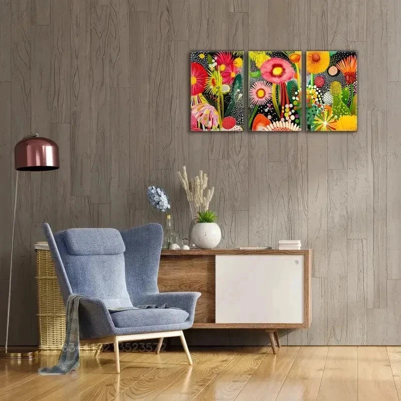 3pcs Modern Japanese-Style Garden  Wall Art Set Canvas Framed 40x60cm - High Quality Print 100% Australian Made Wall Canvas Ready to Hang