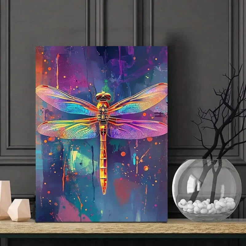 Beautiful Dragonfly with Colorful Wings And Iridescent 40x60cm Metal Print Ready to Hang