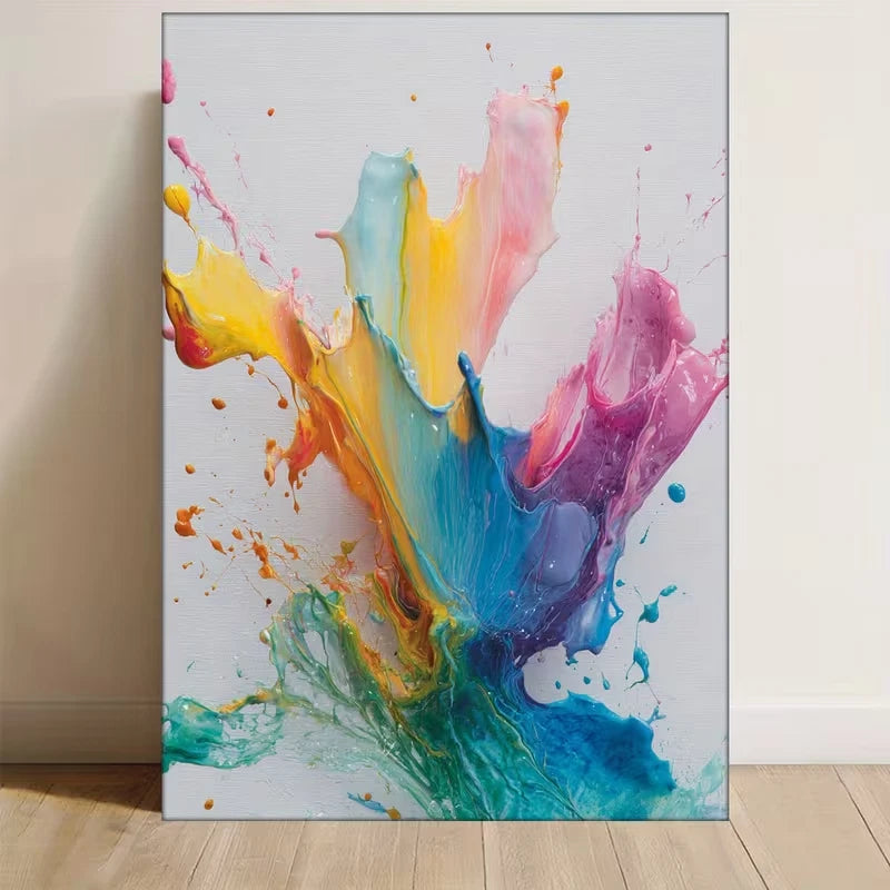 Multicolor Abstract Ink Splatter 60x90cm Metal Print Ready to Hang