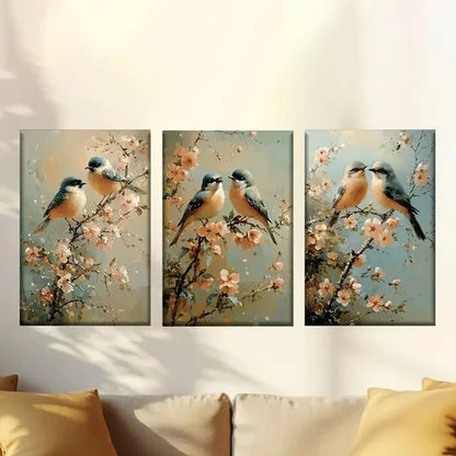 3pcs Charming birds and flowers Wall Art Canvas Unframed - High Quality Print 100% Australian Made Wall Canvas