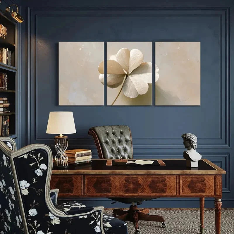 3pcs Abstract Floral Soft Texture Neutral Tones Metal Print Ready to Hang Art